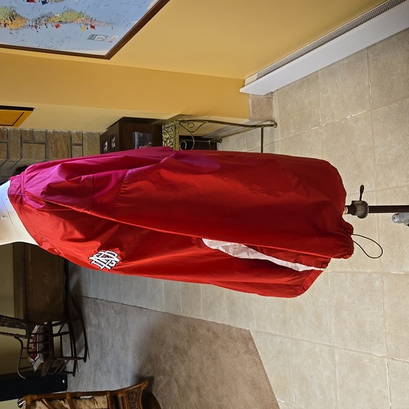 EASTON VENTED RED NYLON WINDBREAKER JACKET PULLOVER MEN'S LARGE, WITH "NDG" LOGO - Picture 6 of 15